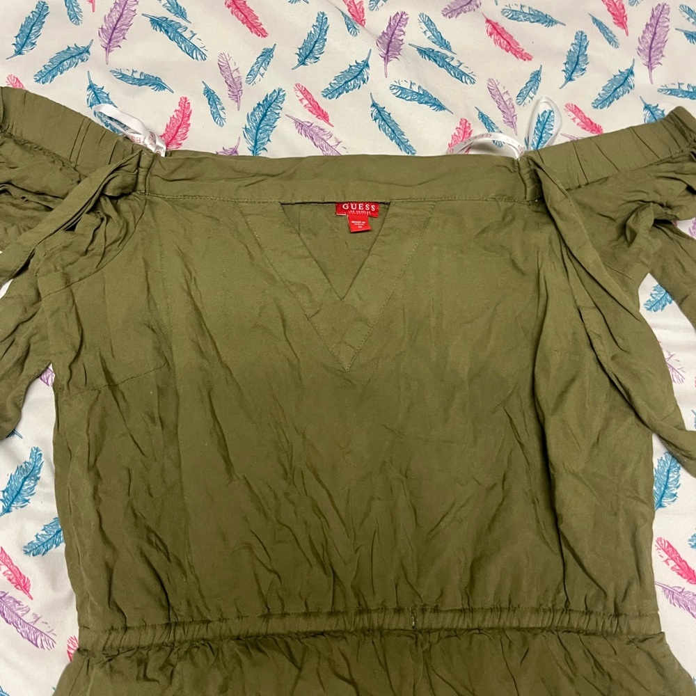 Guess Olive Green Off-Shoulder Dress - Picture 2 of 5